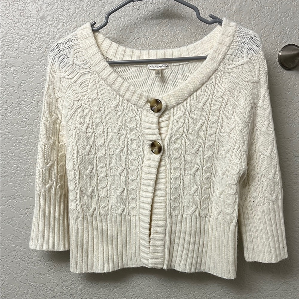 Madewell Cream Cable Knit Cardigan